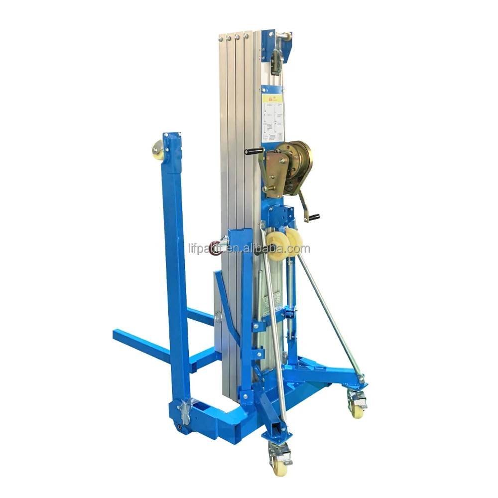 Portable Manual Winch Operated Aluminum Material Lift