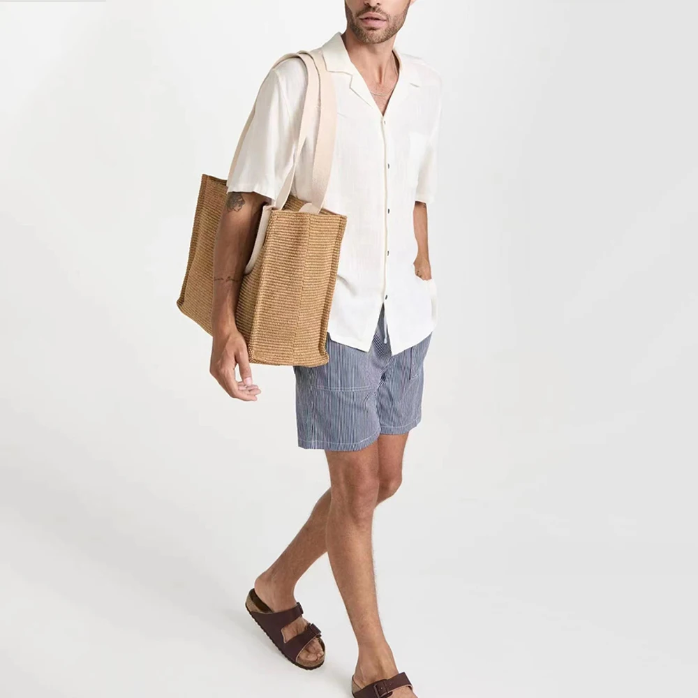 Shinesia ODM Mens Casual Linen Fabric T Shirt Blouse Custom High Quality Short Sleeve Formal Men Cotton Linen Clothing Shirt