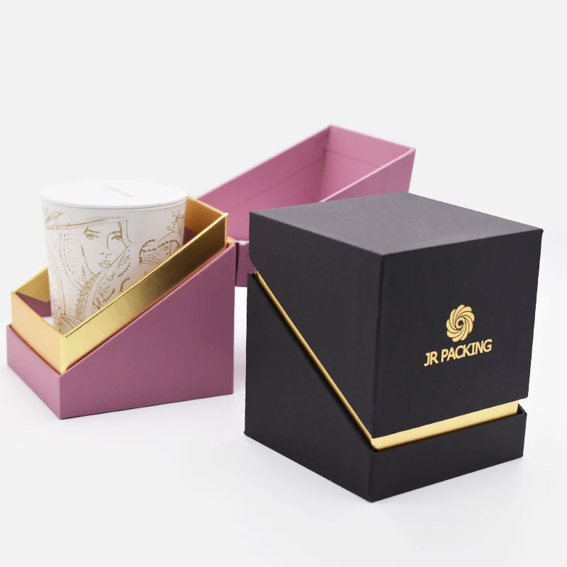 Cardboard Fancy Black Luxury Custom Candle Storage Box Handmade Paper Packaging Rigid Square Candle Box