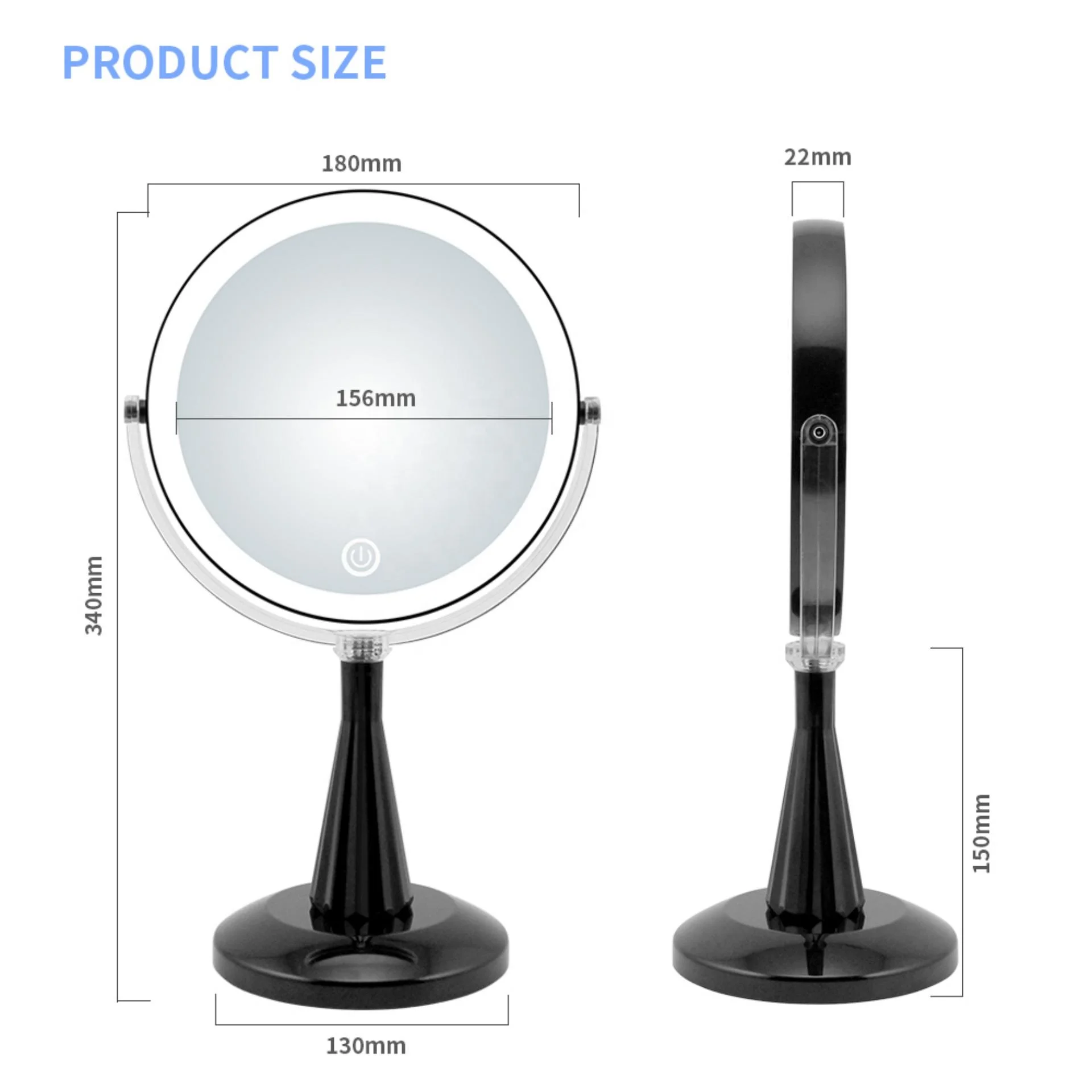 Greenfrom 8 Inches Round Shape Dual Touch Magnifying Vanity Mirror