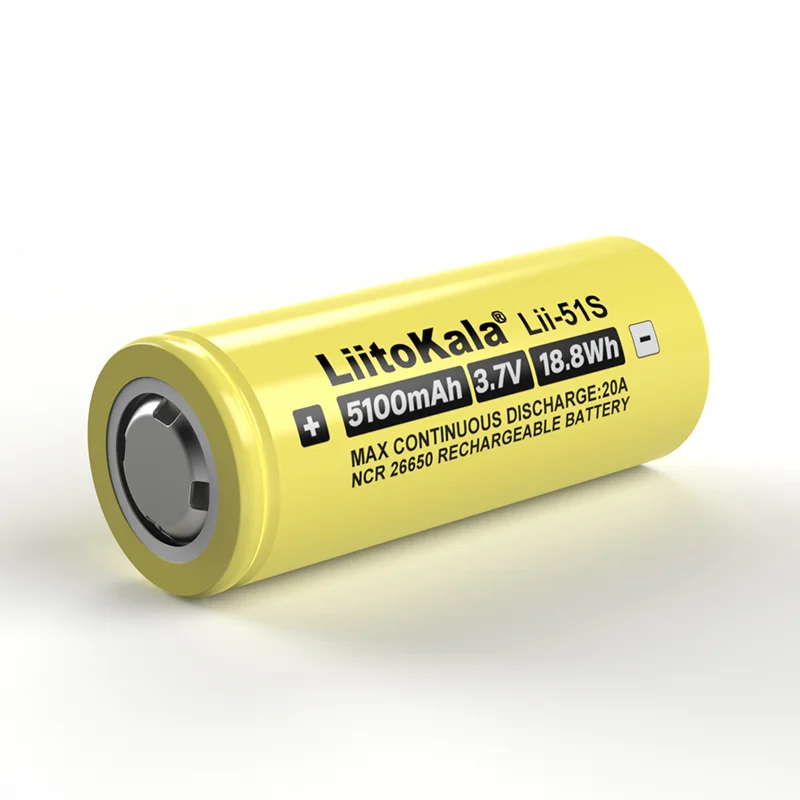 LiitoKala Diy Lii-51S 26650 5100mAh battery 3.7v li-ion rechargeable Original lead wire Nickel sheet With Pcb For Power Tool