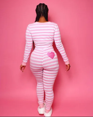 
Factory cheap custom print logo pyjamas cheap long sleeve home nightwear striped sleepwear bodysuits jumpsuits sleepwear onesie 