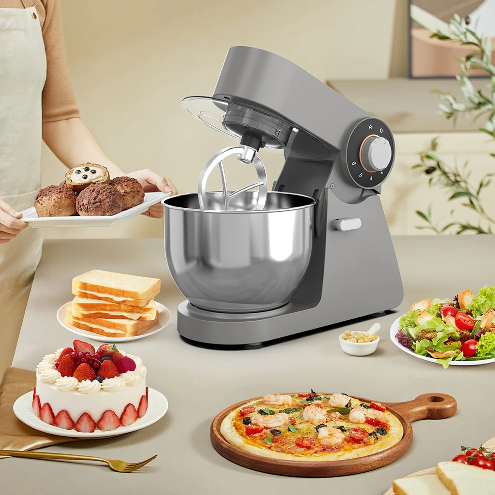 Electric Dough Mixer 6 Speeds Tile-Head Stand Dough Mixer Flour Mixing Machine Egg Cream Kneading Machine