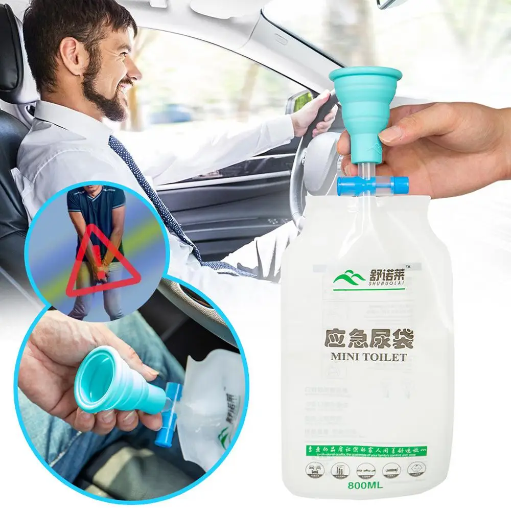 BAILI MEDICAL Eco-friendly Silicone Reusable Outdoor Camping Sports Toilet Urine Bag Pee Bag men women Emergency urine bag In a