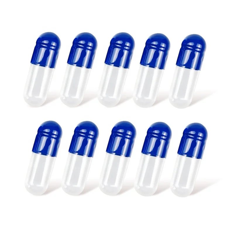 Blue and White Empty Slow Release Capsules Separated Drug in Capsule Form