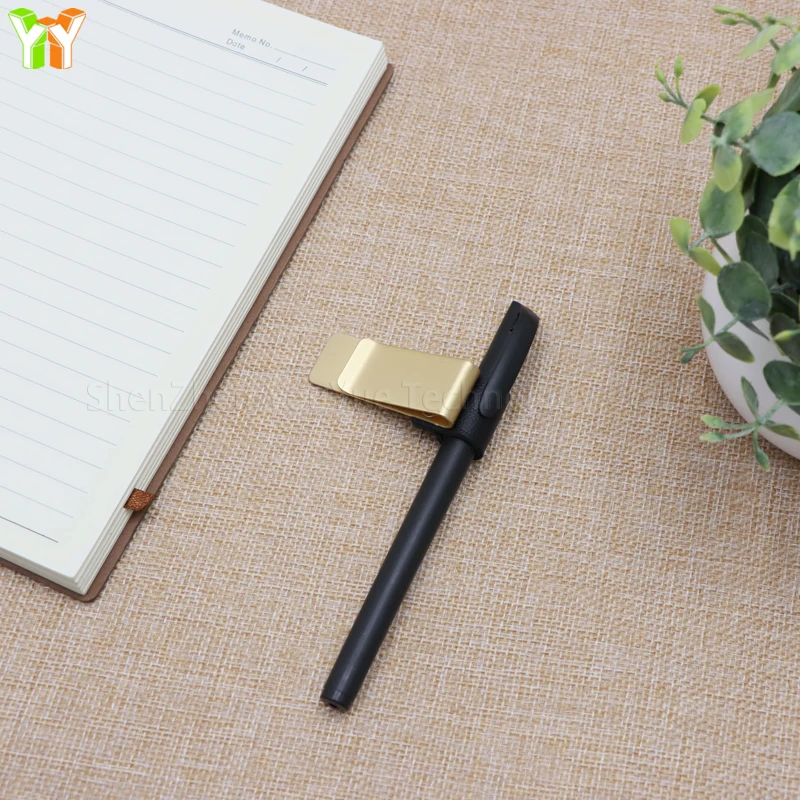 Vintage PU Leather Pen Holder Stainless Steel Pencil Clip Stick-on Pen Loop for Notebooks Journals Planners, Fit Most Pen Size