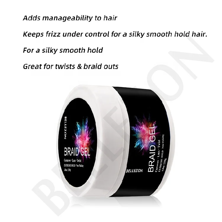 Custom Best African Women Thick Texture Long Lasting Not Messy Neat Braid Conditioning Shining Hair Loc and Twist Gel Extra