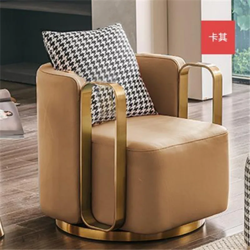 Luxury single sofa chair Nordic living room rotatable lazy chair modern minimalist leather chair