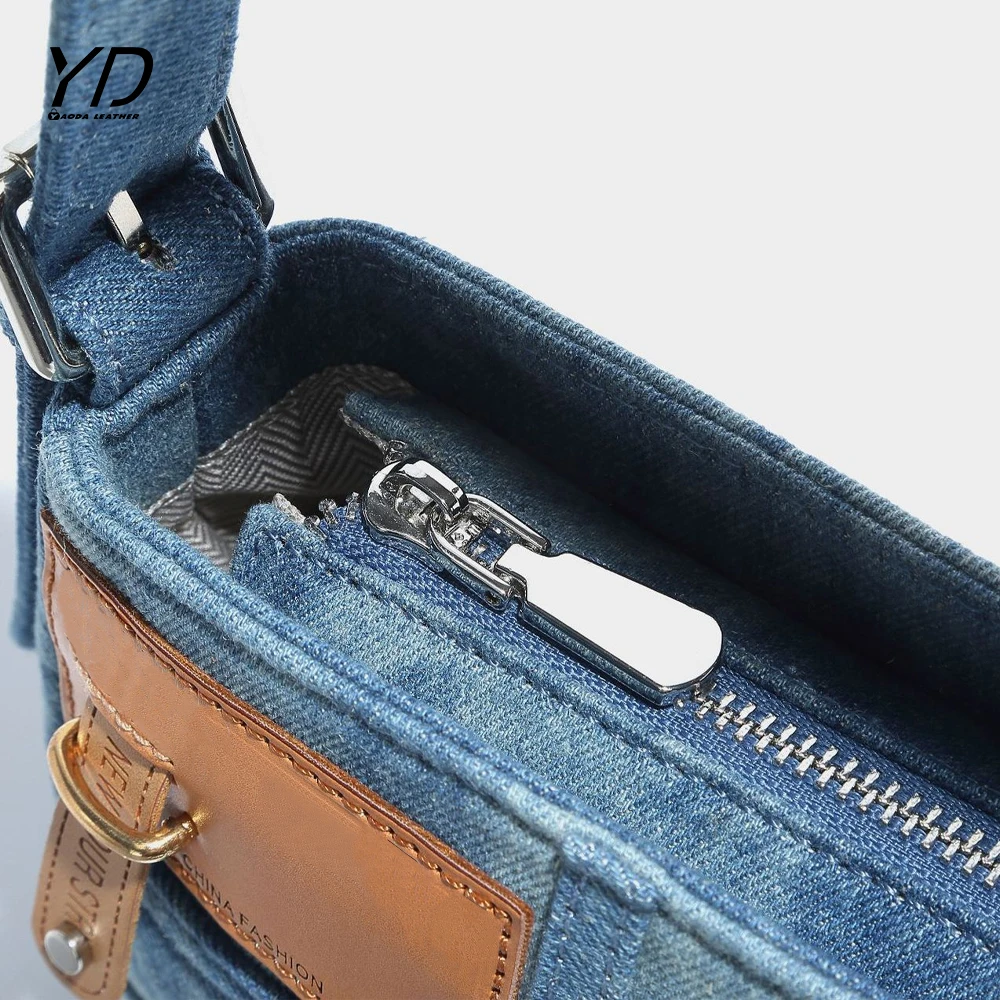 Fashion one-shoulder underarm bag retro stitching denim bag versatile crossbody handbag