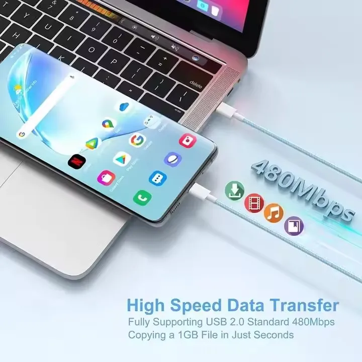 High Quality 60W Usb C To Type C Data Charging Type C Cable For Iphone 15 Pro Max