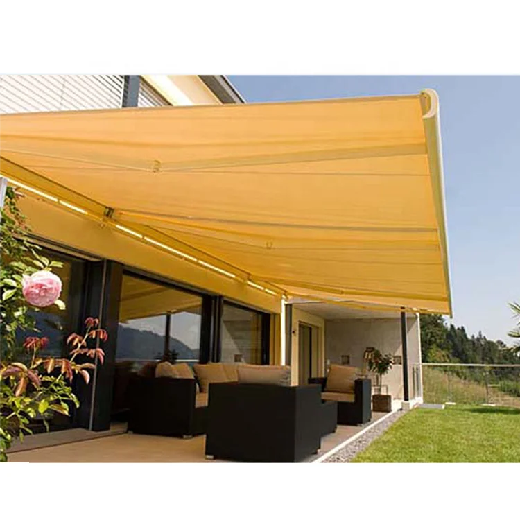 Custom size outdoor retractable polyester awning with aluminum frame