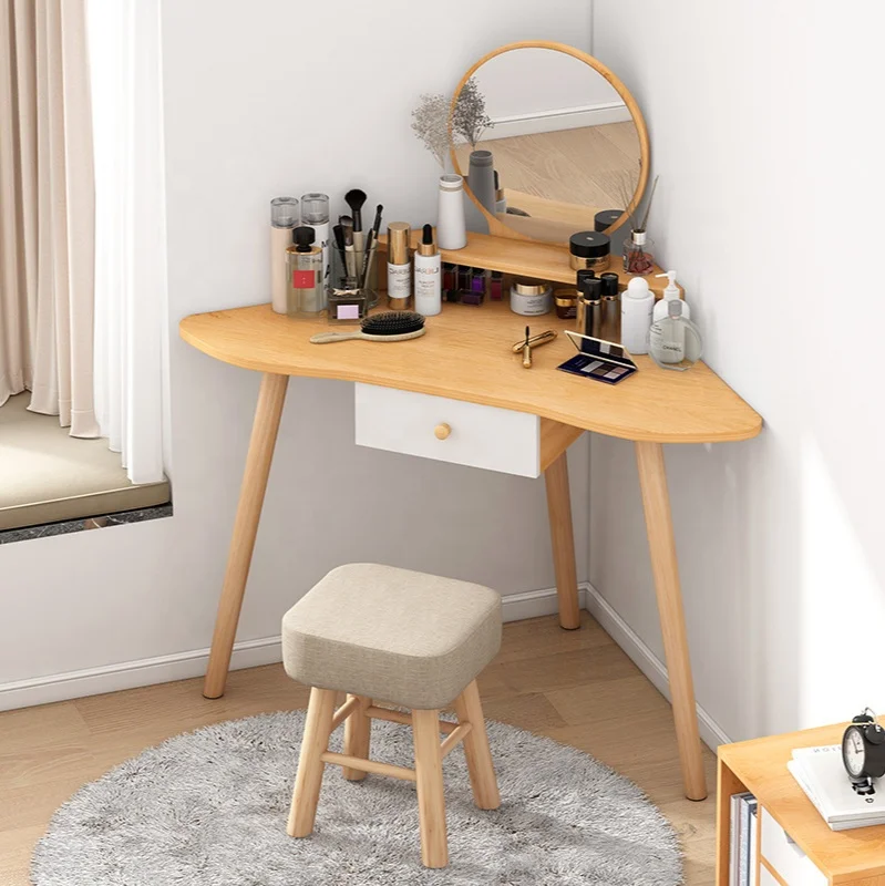 
Nordic corner dressing table bedroom modern minimalist small apartment dressing table multi-function dressing table storage 