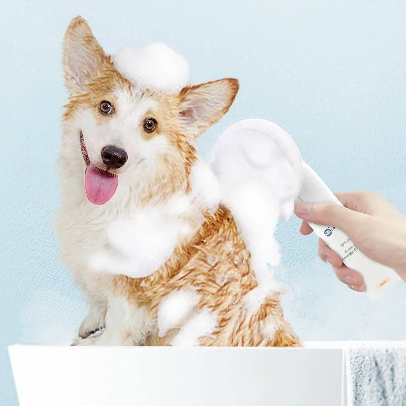 Pet Shower Brush Silicone Pet Bath Brush Shampoo Dispenser Cat Dog Hair Brush with Soap Dispenser