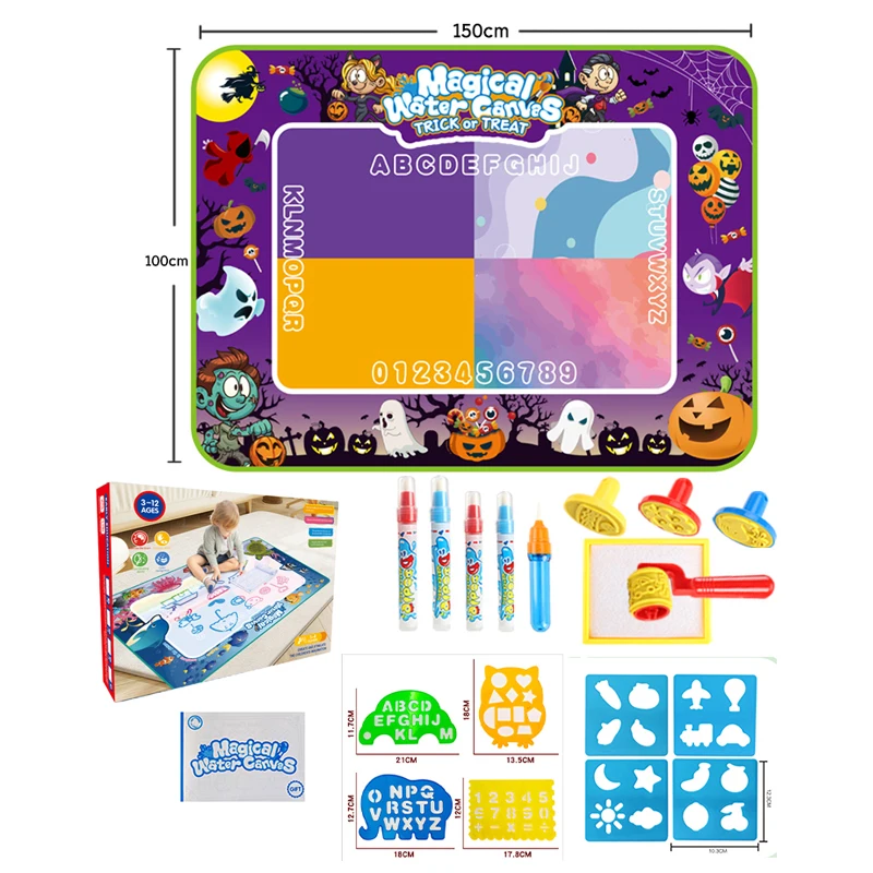 Wholesale children drawing toys diy educational magical water doodle mat water painting canvas for kids