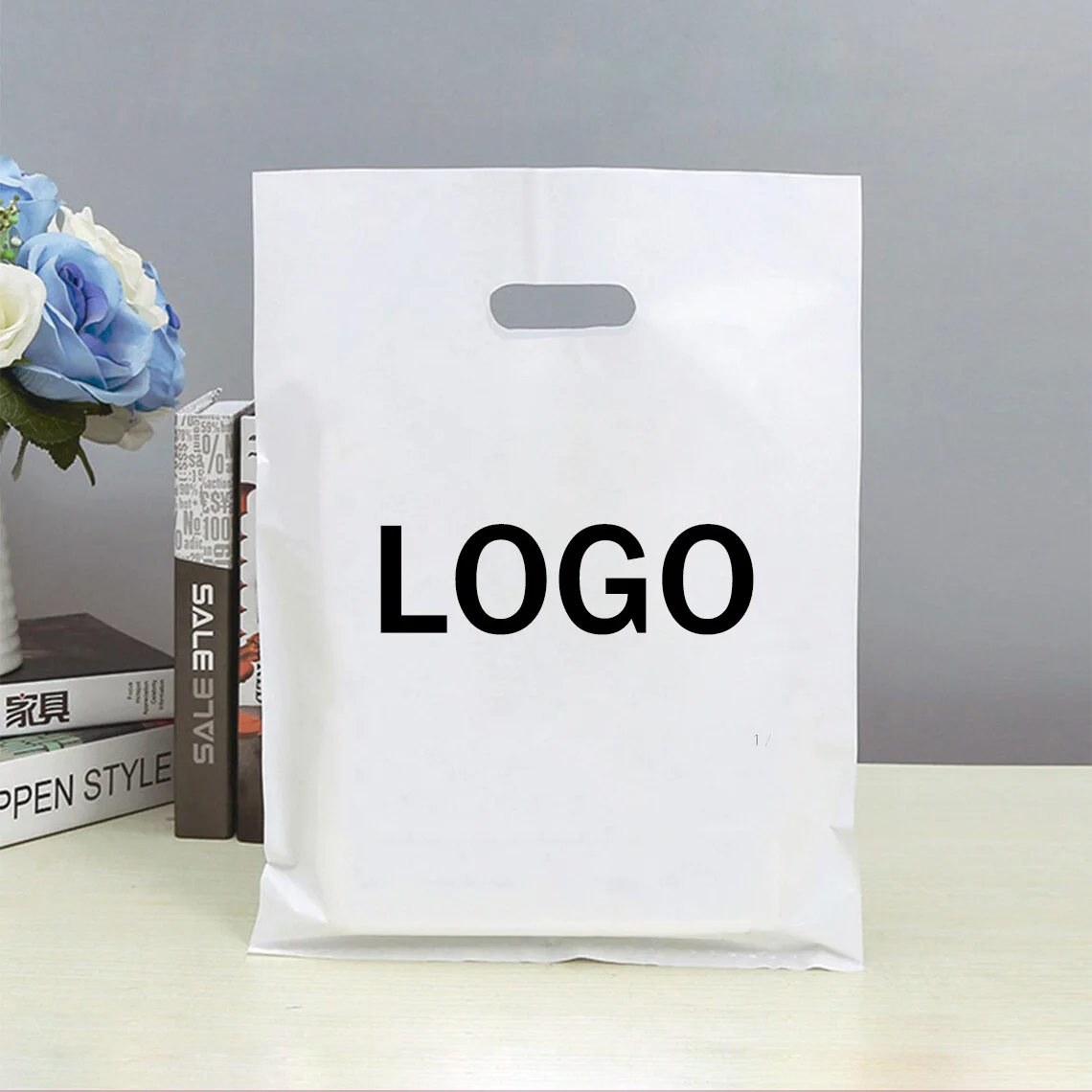 Personalized Brand Name Shopping Bag Custom Logo Printed Boutique thank you Clothing Packing Die Cut Handle Plastic Bags
