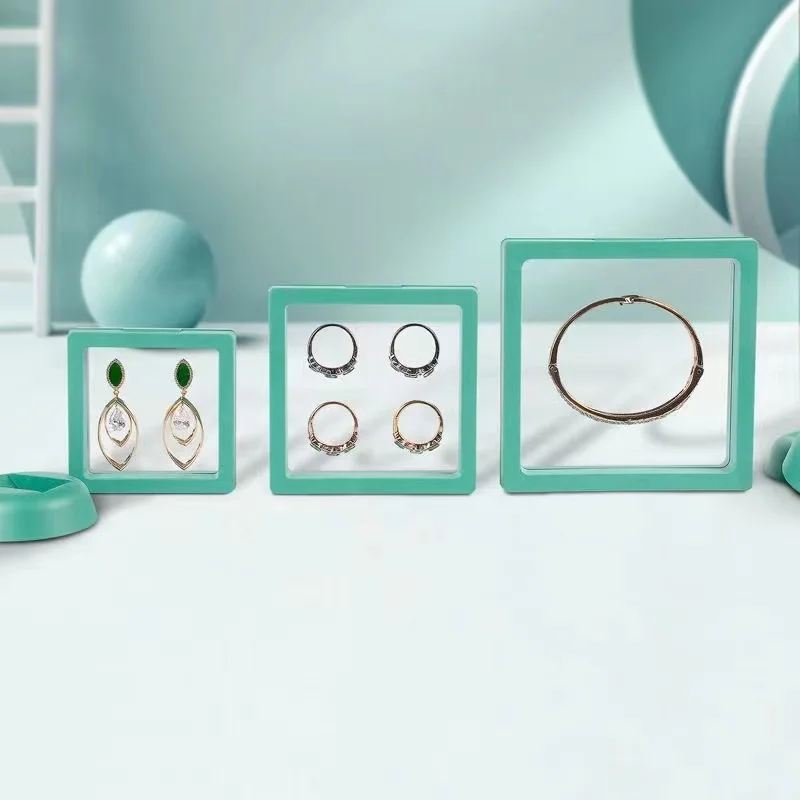 3d Floating Nail Gift Box Tips Display Stand Holder Packaging With Pet Film Jewelry Stones Presentation Case Custom Logo