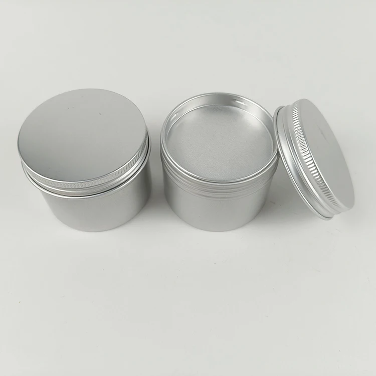 empty aluminum tin cans 60g 120g 200g Silver aluminum tin jar With Aluminum Plug