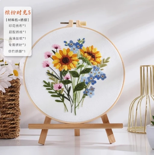 DIY Material Package 3D Embroidered Flowers Su Embroidery Fabric Sewing Self Embroidered Flowers Video Available