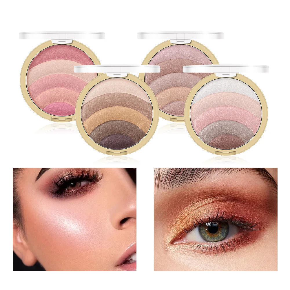 Private Label Custom 10 Colors Rainbow Round Cream Eyeshadow Palette Packaging Make Up Mixing Palette