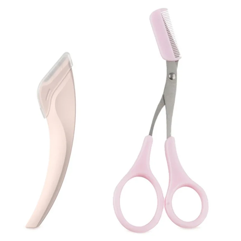 Eyebrow Trimmer Scissors Comb Stainless Steel Brow Hair Scissors Clips Shaping Grooming Trimmer Makeup Accessories