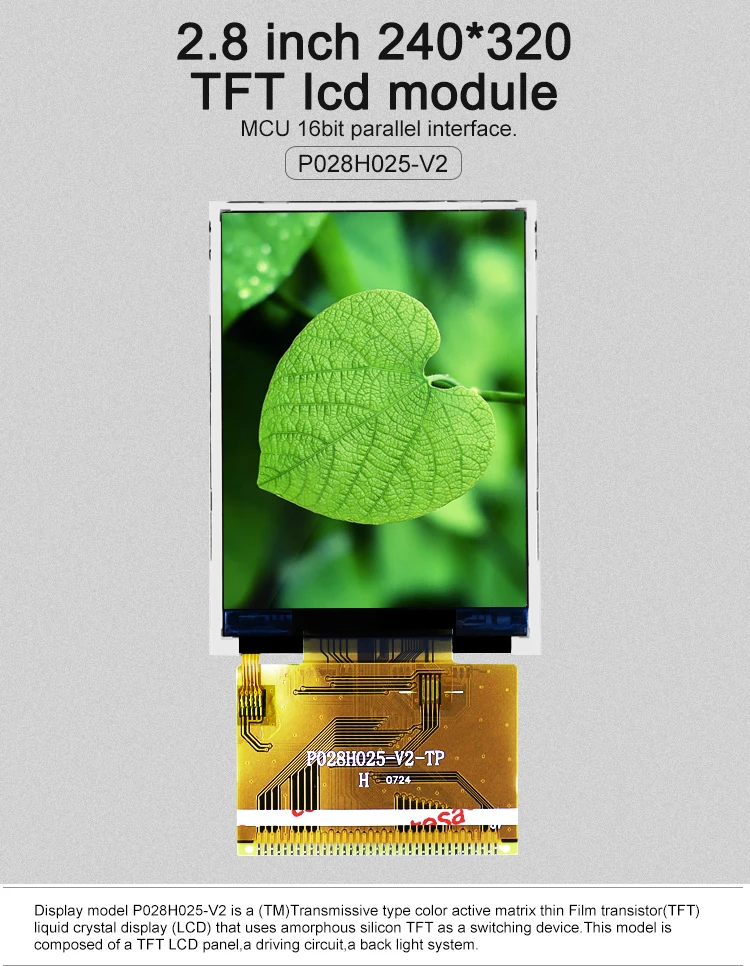 Polcd TFT LCD 2.8 inch LCM Display Screen 37 PIN Resolution 240*320 TFT LCD Module