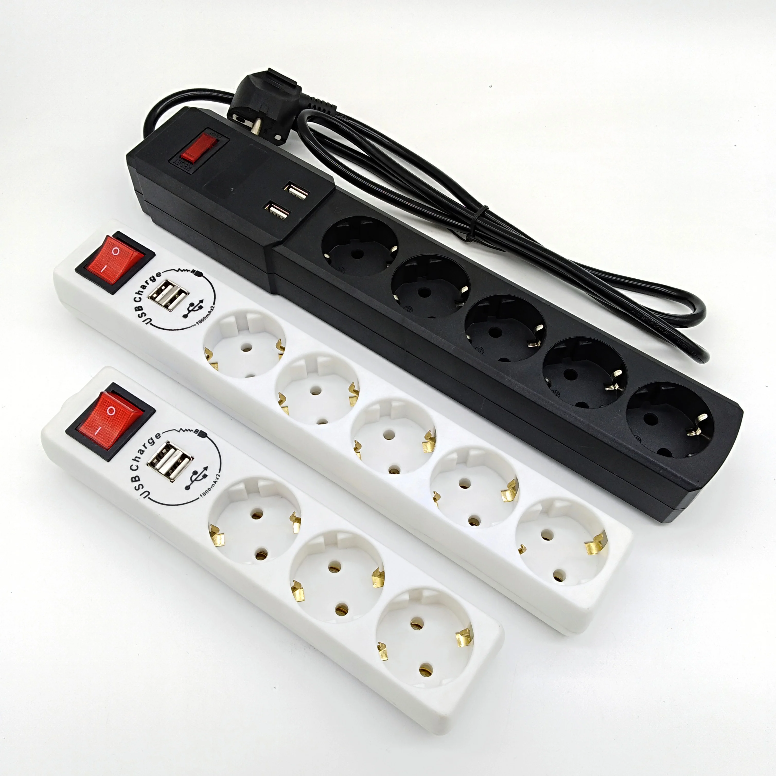 
3-6 Ways Germany Extension Socket 16A 250V French Power Strip with USB 