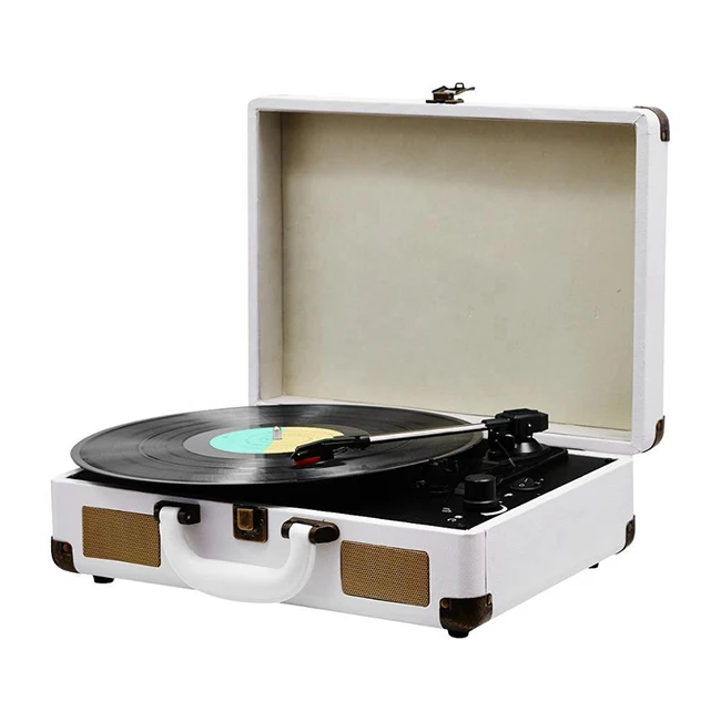 Nisoul Multiple Wireless USB Modern Retro Gramophone Portable Briefcase Vinyl Player Easy Carry Handle Turntable Player