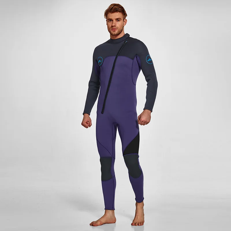 OEM customized LOGO 3mm One-Piece Spring Men Long-Sleeved Sunscreen Cold-Proof and Warm Jellyfish Swimsuit