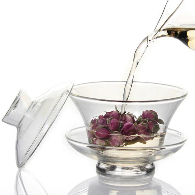 200ml Eco-Friendly Kungfu Tea Gaiwan Handmade Borosilicate Glass Gift Set for Coffee and Drinkware Stocked