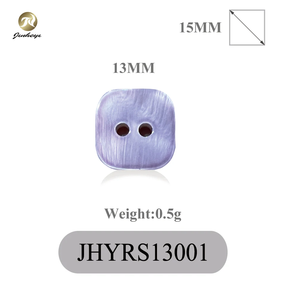 High Quality Custom 2 Hole Natural Square Colorful Shell Buttons River Shells  For Clothing