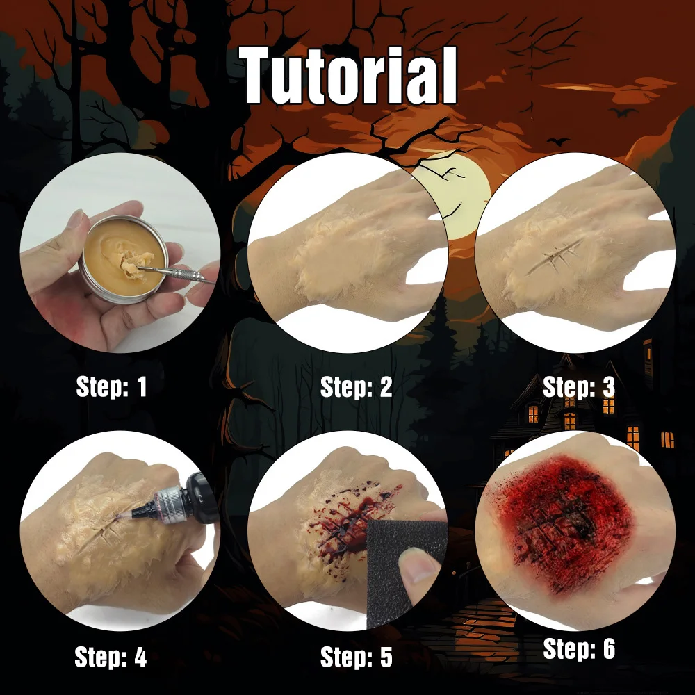 Halloween Skin Scar Wax Fake Blood Plasma Halloween Face Body Paint Cosplay Special Effects Makeup Set