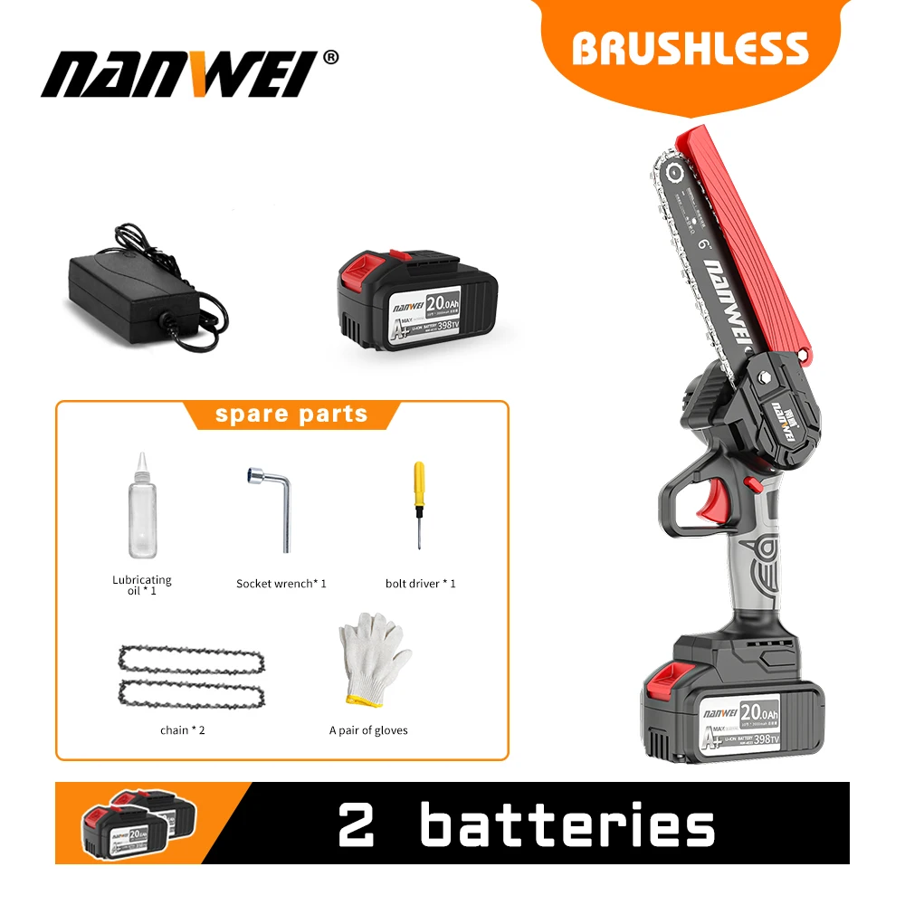 NANWEI Industrial Brushless Industrial Electric Chain Saw DIY Set For 12-inch Electric Woodworking Tool lumbering Home DIY