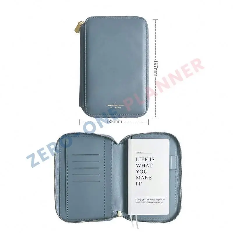 Custom A4 A5 A6 A7 6 ring binder wallet soft leather planner agenda A6 portfolio zippered cover organizer padfolio luxury
