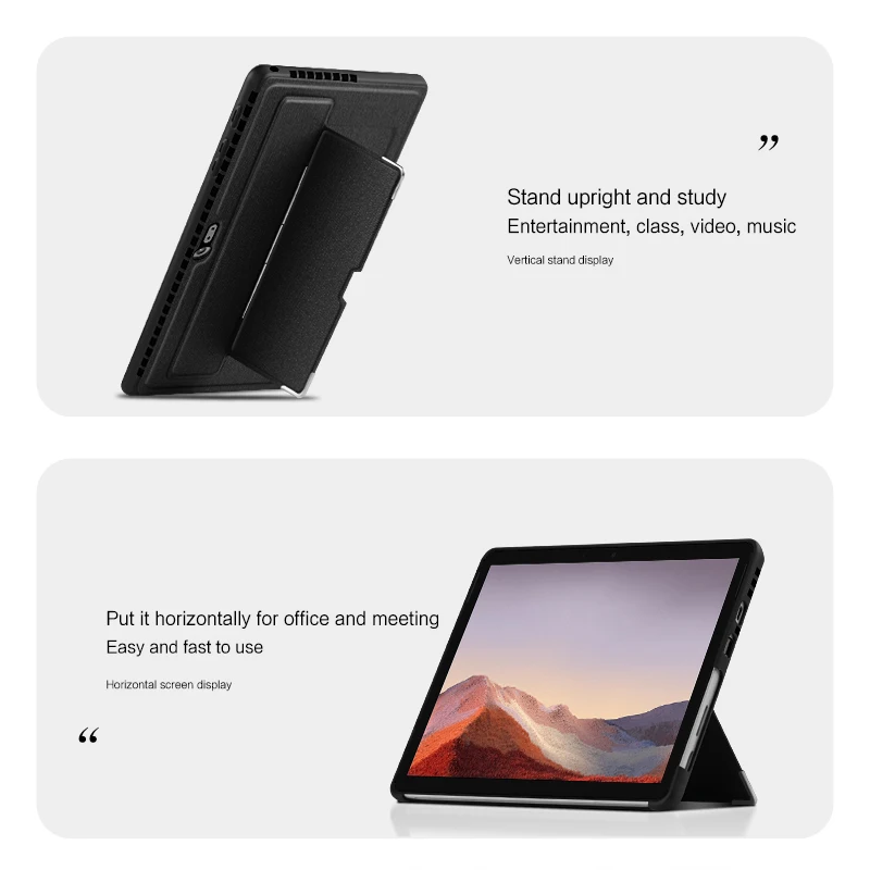 Lightweight Multi Angle Adjustment Super Slim Flip Tablet Case Cover For Microsoft Surface Pro 7 12.3 Inch