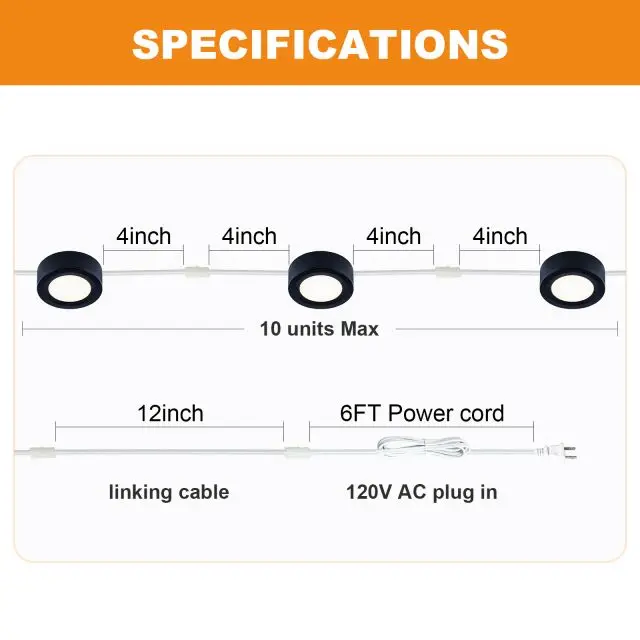 China Plug in 120v Surface Mounted Linkable 4 Watt LED Under Kitchen Cabinets Light