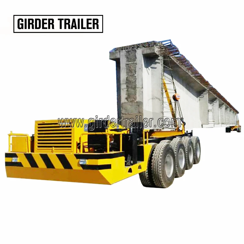 120tons capacity 4 axles T section long beam bridge transporting hydraulic dolly girder transporter semi trailer for sale