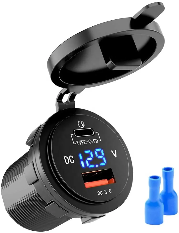 36 Вт Быстрая зарядка PD USB-C автомобильное зарядное устройство с USB Quick Charge 3 0 и Тип C разъем со светодиодной цифровой вольтметр