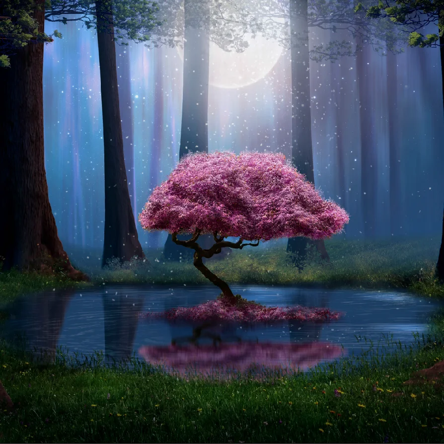 Wholesale polyester nature view primeval forest wall tapestry for living bedding room