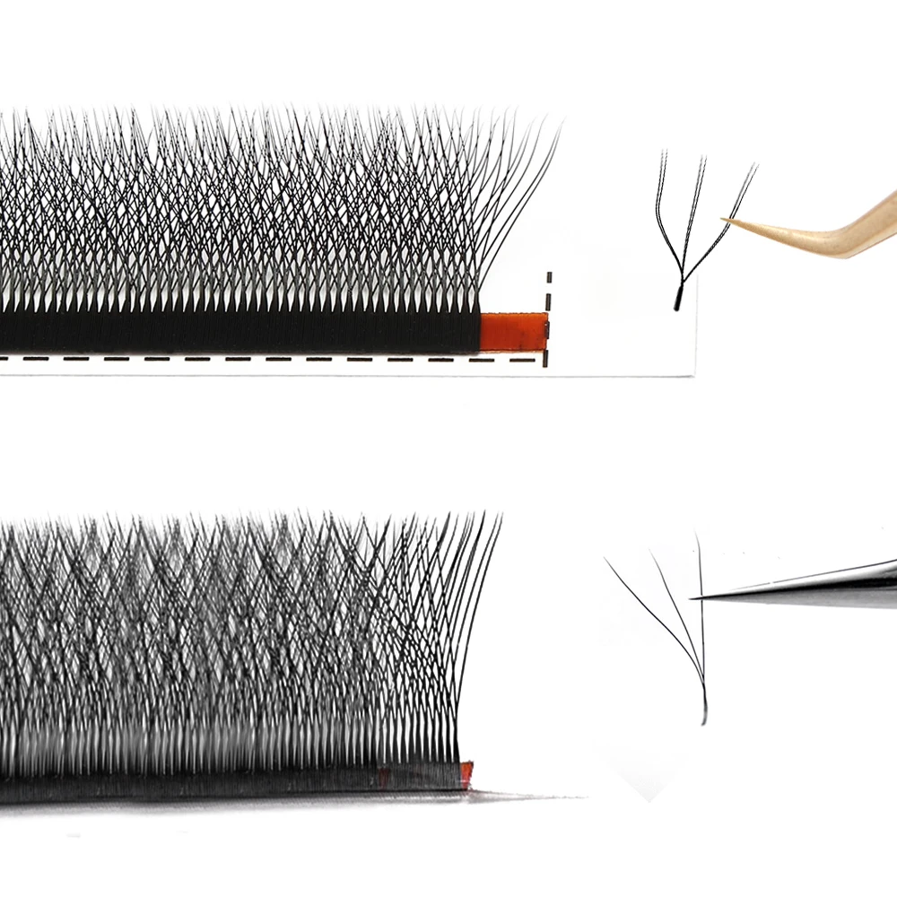 Professional Private Label Easy Fan Volume Fans 3D Clover Eyelashes 0.05mm Fast Fanning W Lashes Extensions Dark Black Soft lash