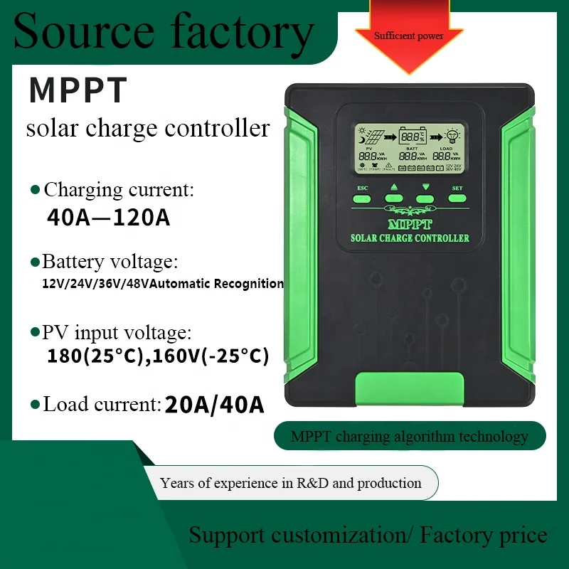 Контроллер солнечного заряда 30a 40a 50a 60a Mppt 180vdc солнечный Pv регулятор для 12v 24v 36v 48v свинцово-кислотный/Герметичный/гелевый/литиевый аккумулятор