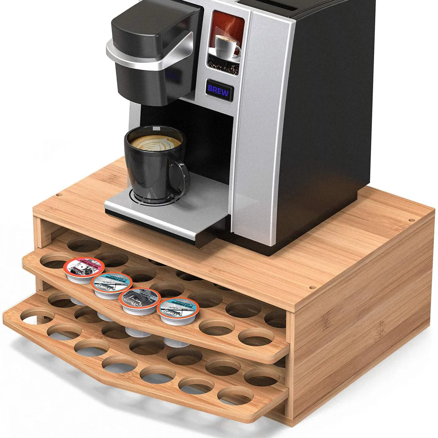 Coffee Pod Drawer Holder K Cup Capsule Storage Organizer 2 Tier Kcup Coffee Pods Holder