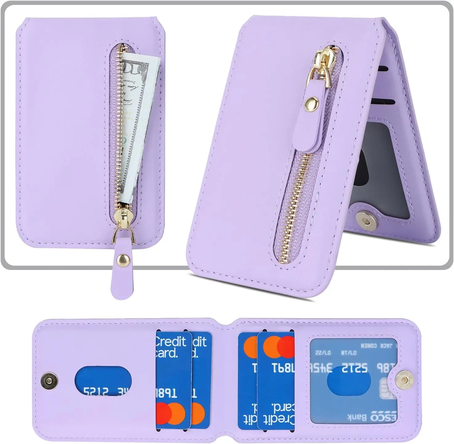 Custom magnetic card wallet holder Pu leather women phone wallet credit card holder for iPhone 15/14/13/12 Pro Max/ Pro Series