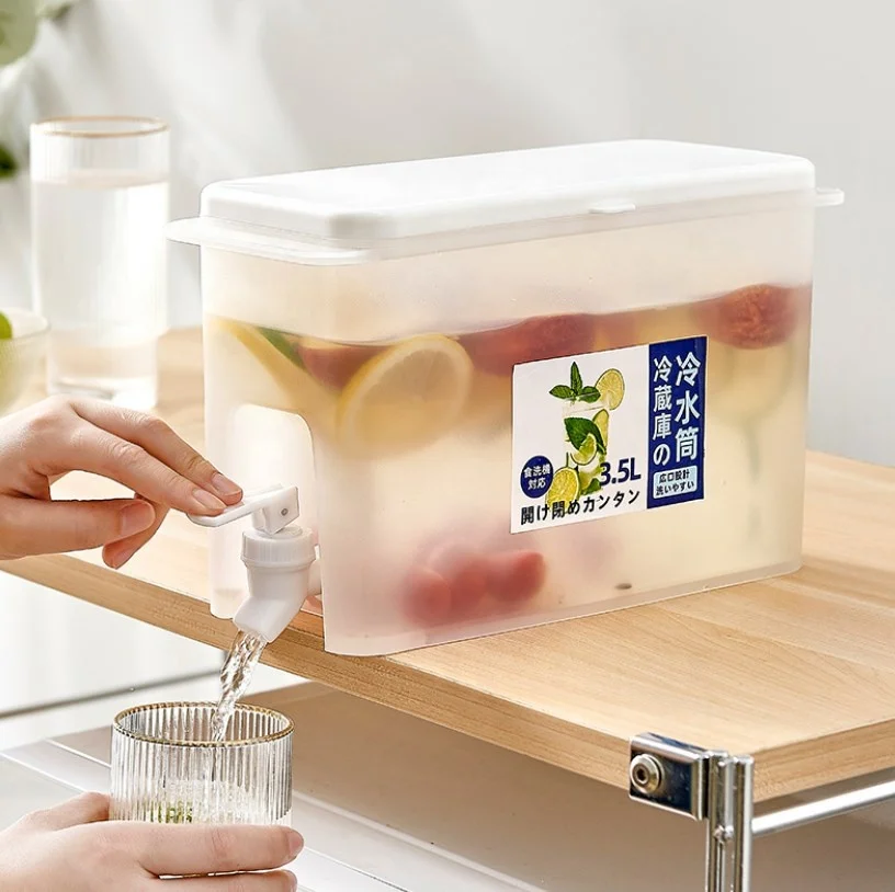 Ice Cold Clear Beverage Drink Dispenser Pineapple Durable Top Lid With Spigot 3.5L Refrigerator Cold Water Dispenser