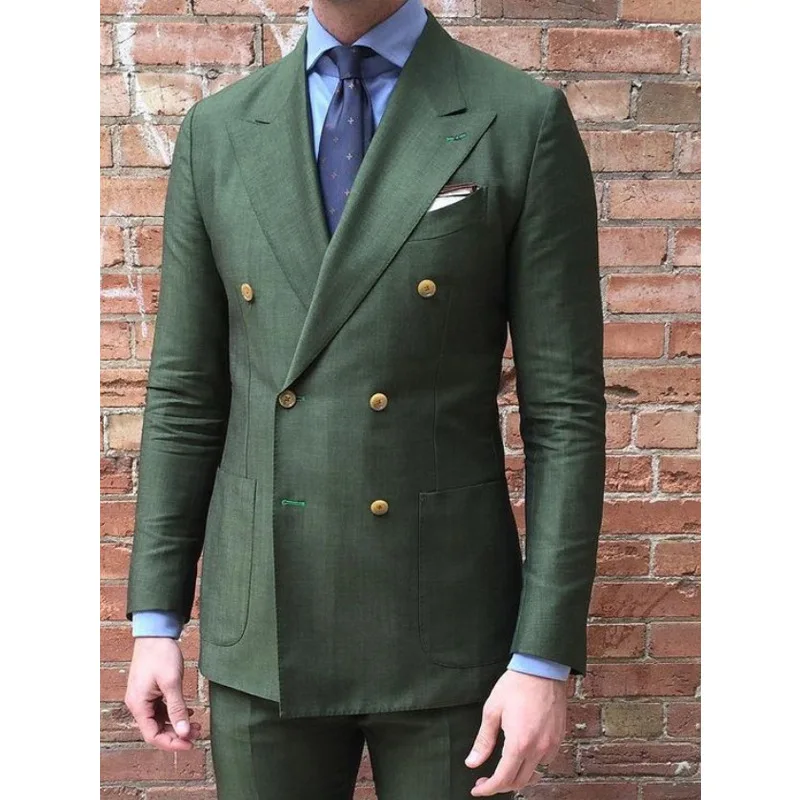 Europe and the United States elegant fashion cotton linen two-piece bridegroom best man wedding suit