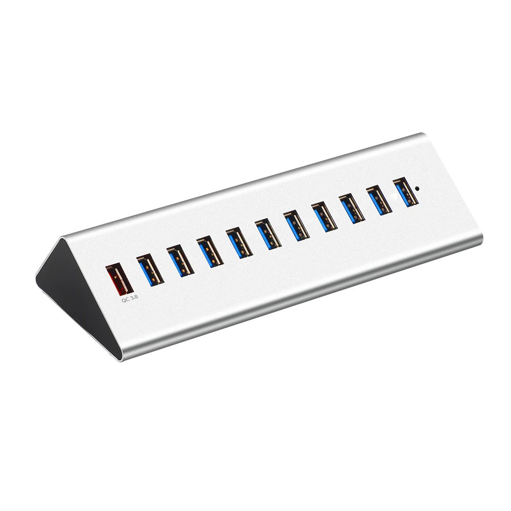  Многопортовый Алюминиевый usb-концентратор QC 3 0 порт для быстрой зарядки 10 usb поддержка передачи данных 5 Гбит/с концентратор