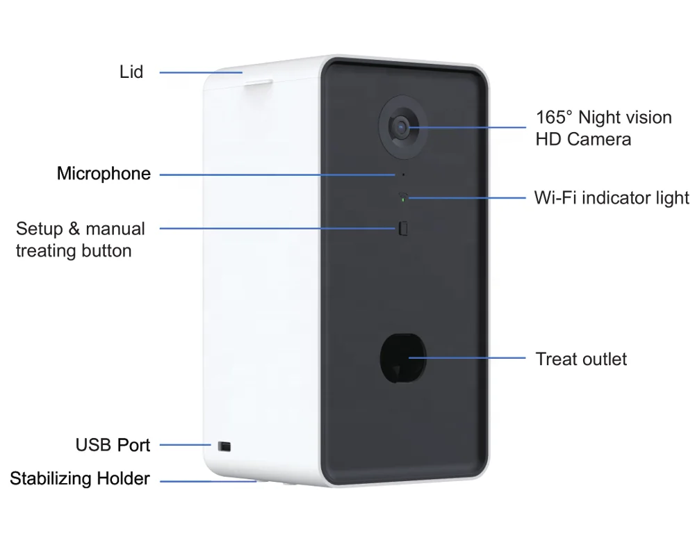 Newest Full HD WiFi Dog Training Smart Pet Camera Snack Treat with Night Vision for Pet Viewing