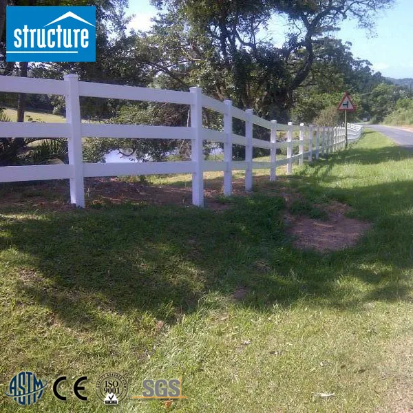 PVC Vinyl Plastic Rail Used Horse Paddock Fence Panels For Farm