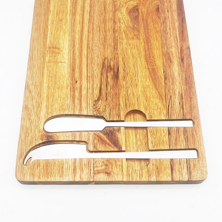 New Design Wooden Cutting Board Charcuterie Platter with Gold Knife Set Acacia Wood Cheese Serving Board