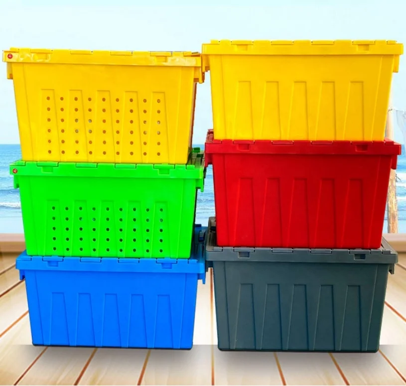 HDPE manufacture  Wholesale nesting logistic moving plastic storage attached lid containers