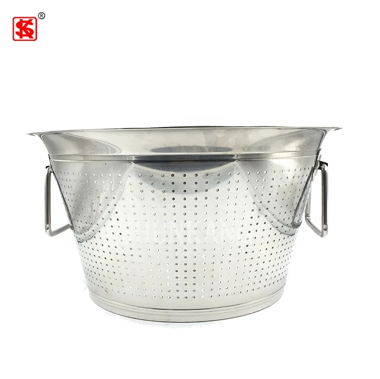 Multi - Function Stainless Steel Big Colander Metal Bucket with Hole for Cleaning